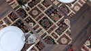 DaDalogy Bedding Elegant Woven Mughal Floral Tapestry Table Runner, Dark Noir Botanical Vintage Fleur (18197) - DaDa Bedding Collection