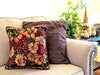 DaDa Bedding Fall Harvest Pumpkin Floral Throw Pillow Cover Tapestry Cases 16" x 16" (11774) - DaDa Bedding Collection