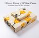DaDa Bedding Yellow Fleur Floral Golden Orange Ivory Duvet Cover Set w/ Pillow Cases (18112) - DaDa Bedding Collection