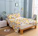 DaDa Bedding Yellow Fleur Golden Orange Botanical Ivory Duvet Cover & Fitted Flat Bed Sheets Set w/ Pillow Cases Window Valances (18112) - DaDa Bedding Collection