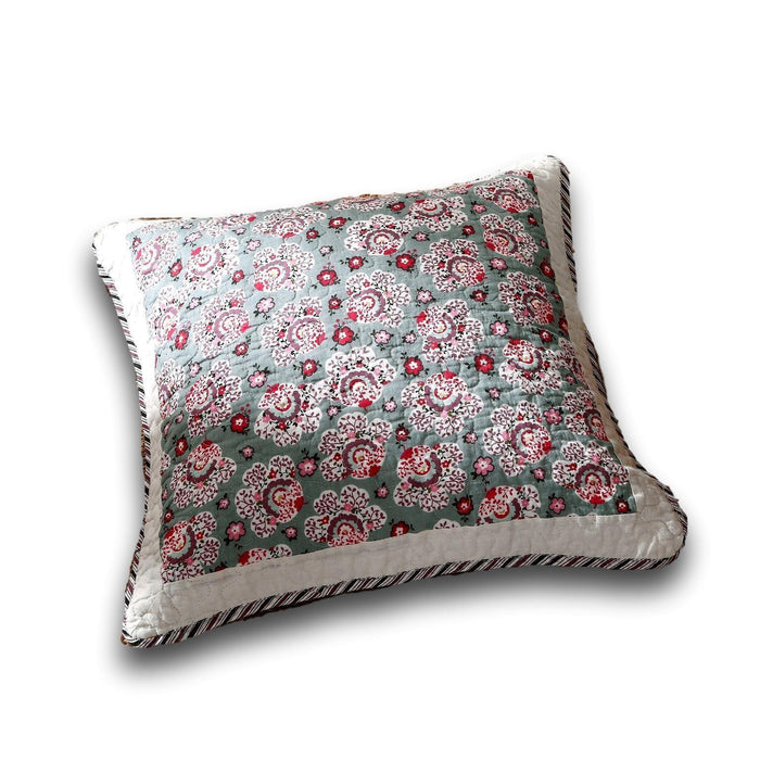 DaDa Bedding Set of 2-Pieces Garden Pink Blossom Cottage Green Throw Pillow Covers, 18" (JHW-618-CC) - DaDa Bedding Collection