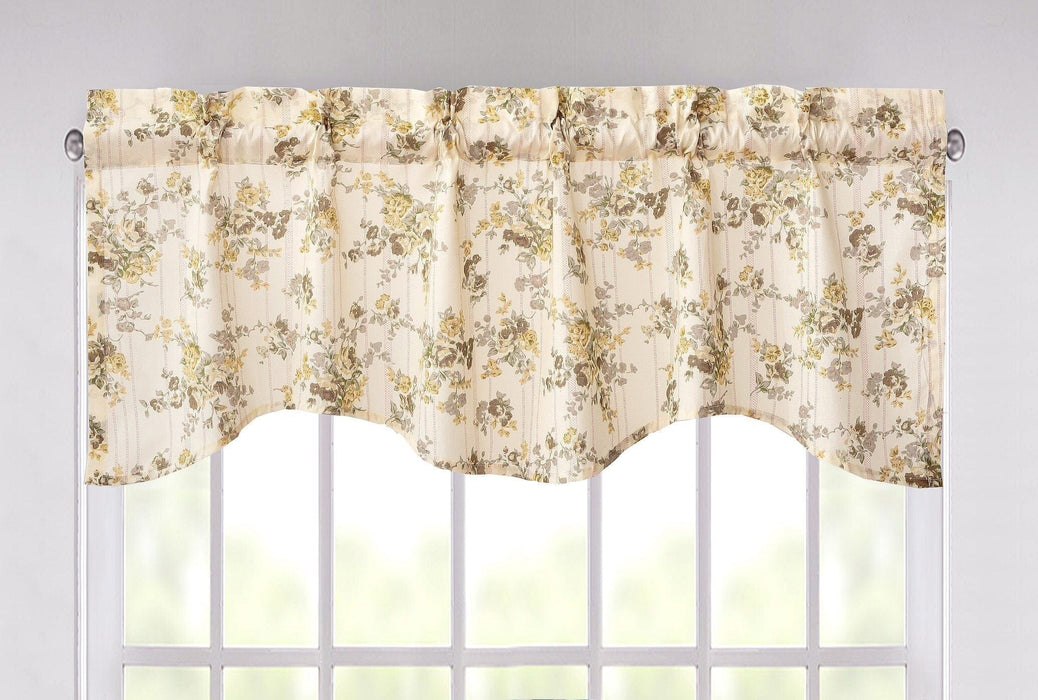 DaDa Bedding Vintage Dainty Yellow Floral Cottage Window Curtain Valance - 18" x 52" (JHW-866) - DaDa Bedding Collection