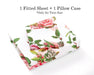 DaDa Bedding Romantic Roses Lovely Spring Pink Floral Fitted Bed Sheet w/ Pillow Cases (JHW879-Fitted) - DaDa Bedding Collection