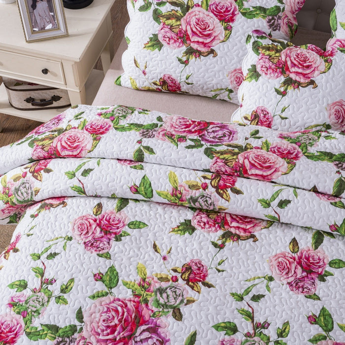 DaDa Bedding Bed in a Bag Bundle Set - Romantic Roses Lovely Blooming Floral Bedding Set (JHW-879) - DaDa Bedding Collection