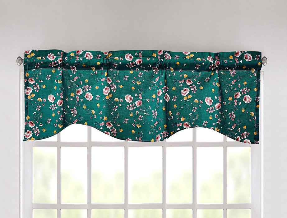 DaDa Bedding Wild Flowers Green Floral Botanical Gardenia Window Curtain Valance - 18" x 52" (JHW-886) - DaDa Bedding Collection