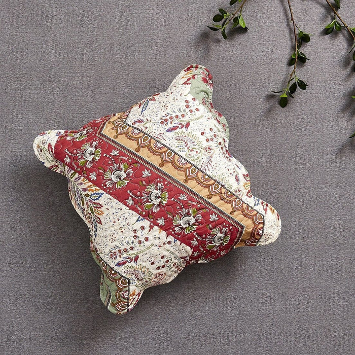 DaDa Bedding Rustic Bed in a Bag Bundle Set - Cranberry Sage Chevron Floral Bedding Set (JHW-924) - DaDa Bedding Collection
