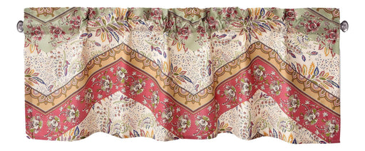 DaDa Bedding Rustic Cranberry Sage Chevron Floral Window Curtain Valance - 18" x 52" (JHW-924) - DaDa Bedding Collection
