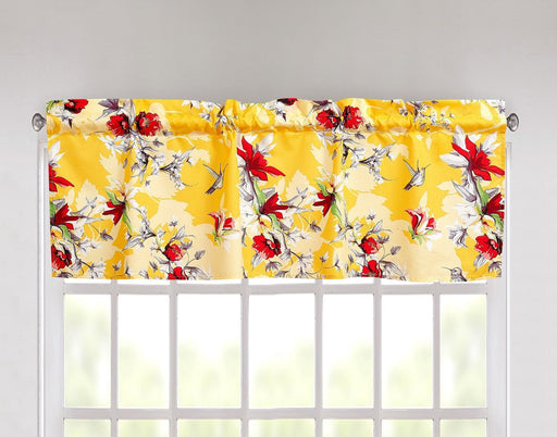 DaDa Bedding Floral Sunshine Yellow Hummingbirds Window Curtain Valance - 18" x 52" (JHW-925) - DaDa Bedding Collection