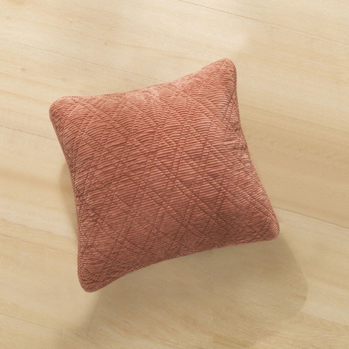 DaDalogy Bedding Set of 2-Pieces Terracotta Warm Brick Coral Orange Velour Corduroy Throw Pillow Covers - 18" x 18" (JHW952) - DaDa Bedding Collection