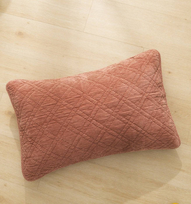 DaDalogy Bedding Terracotta Warm Brick Coral Orange Velour Corduroy Pillow Sham - King Size 20" x 36" (JHW952) - DaDa Bedding Collection