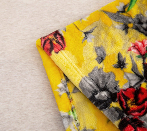 DaDa Bedding Yellow Farmhouse Rustic Spring Floral Hummingbirds Soft Fleece Throw Blanket (925) - DaDa Bedding Collection