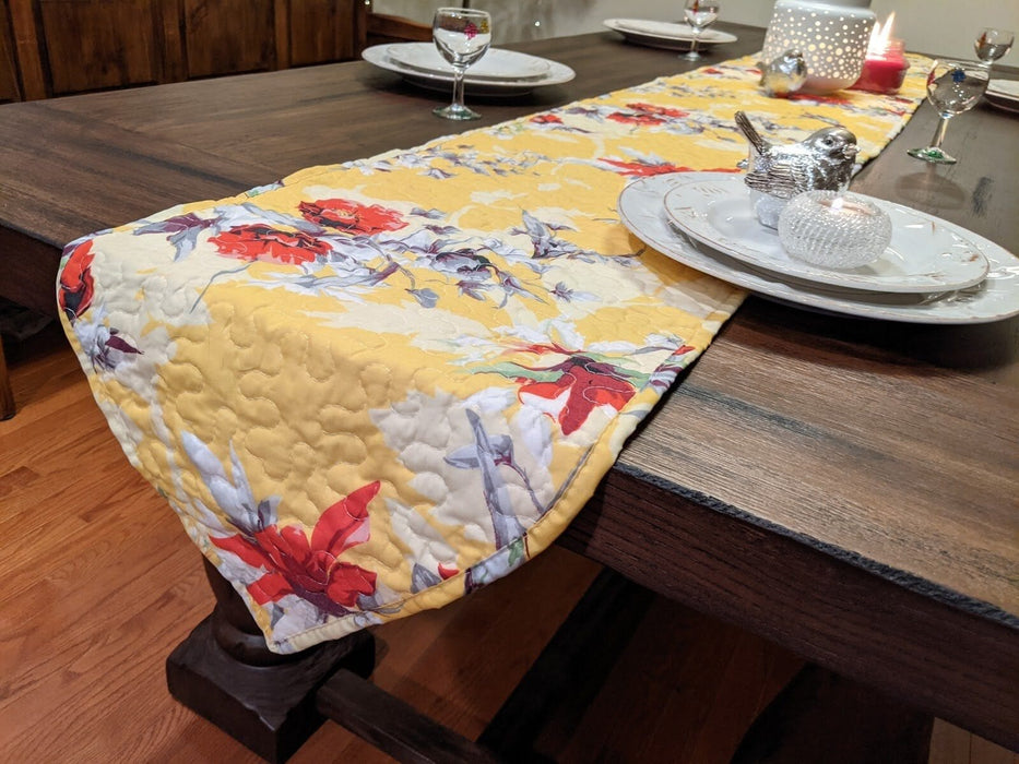 DaDalogy Bedding Sunshine Yellow Floral Vintage Hummingbirds Garden Table Runner (925) - DaDa Bedding Collection