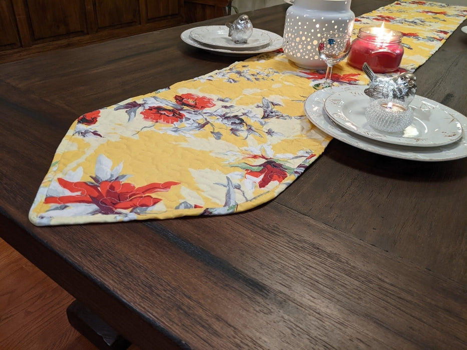 DaDalogy Bedding Sunshine Yellow Floral Vintage Hummingbirds Garden Table Runner (925) - DaDa Bedding Collection