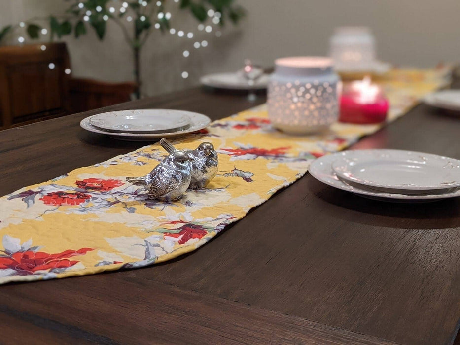 DaDalogy Bedding Sunshine Yellow Floral Vintage Hummingbirds Garden Table Runner (925) - DaDa Bedding Collection