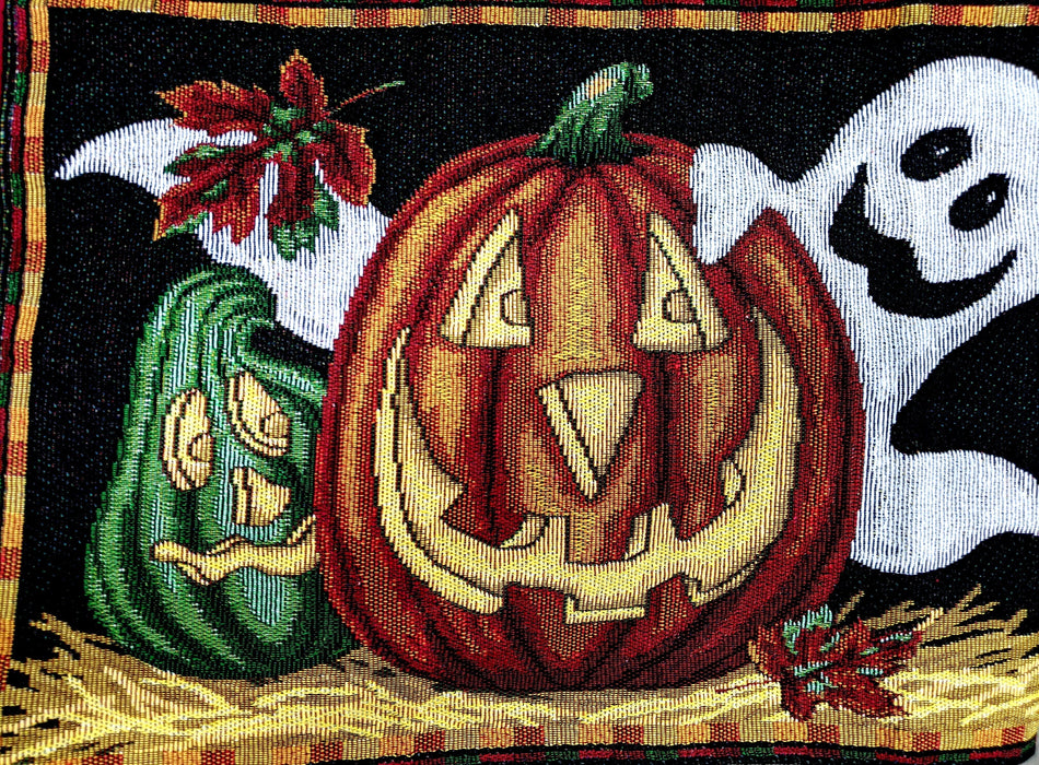 DaDa Bedding Halloween Pumpkins Table Runner, Harvest Orange Tapestry (12914) - DaDa Bedding Collection