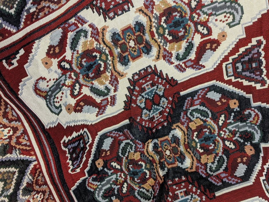 DaDa Bedding Majestic Kilim Red Woven Tapestry Throw Blanket - 50” x 60” (18195) - DaDa Bedding Collection