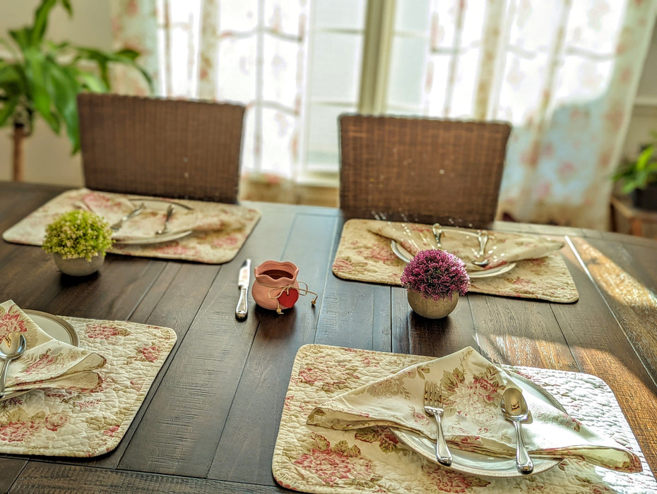 DaDa Bedding Set of 4-Pieces Hint of Mint Floral Cotton Dining Table Napkins 18" x 18" (3036) - DaDa Bedding Collection
