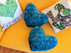 DaDa Bedding Hand-Made Lucky Irish Teal Green Faux Fur Heart Shaped Throw Pillow - 16” x 14” - DaDa Bedding Collection