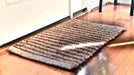 DaDa Bedding Shaggy Soft Door Mat Carpet Rug - 20" x 32" Striped Shiny Coffee Light Beige / Dark Brown - DaDa Bedding Collection
