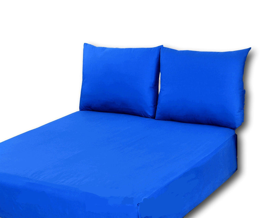 Tache 2 to 3 PC Cotton Solid Deep Blue Bed Sheet set (Fitted Sheet) - DaDa Bedding Collection