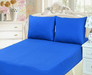 Tache 2 to 3 PC Cotton Solid Deep Blue Bed Sheet set (Fitted Sheet) - DaDa Bedding Collection