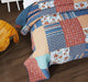DaDa Bedding Bohemian Vibes Mediterranean Blue Floral Patchwork Quilted Bedspread Set  (JHW878) - DaDa Bedding Collection