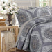 DaDa Bedding Rustic Grey Mosaic Distressed Medallion Reversible Quilted Bedspread Set (SD16299) - DaDa Bedding Collection