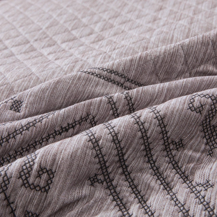 DaDa Bedding Whimsical Lavender Grey Cottage Soft Quilted Coverlet Bedspread Set (JHW866) - DaDa Bedding Collection