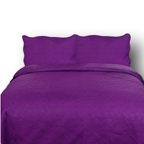 DaDa Bedding Midnight Vineyard Purple Lightweight Quilted Coverlet Bedspread Set (LH188) - DaDa Bedding Collection