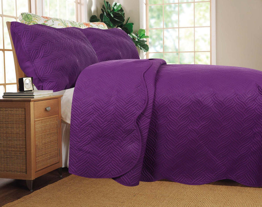DaDa Bedding Midnight Vineyard Purple Lightweight Quilted Coverlet Bedspread Set (LH188) - DaDa Bedding Collection