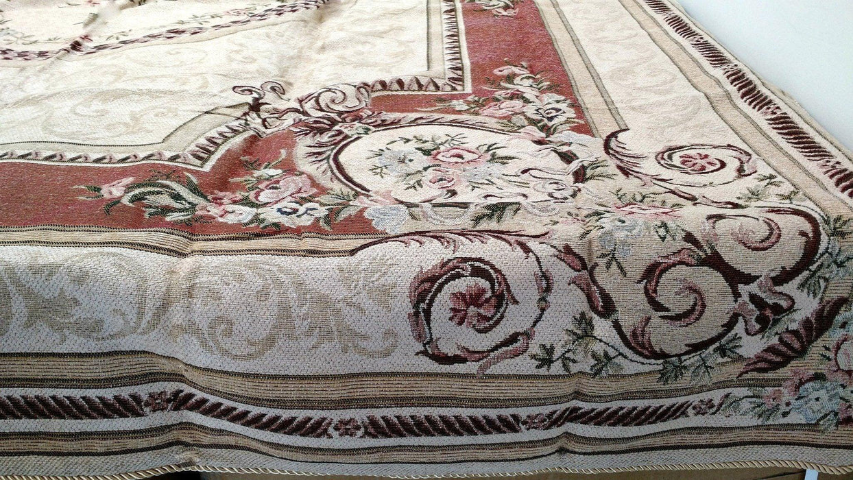 DaDa Bedding Orange & Beige Spices Victorian Floral Medallion Chenille Bedspread - Twin/Full 3-Piece Set - DaDa Bedding Collection