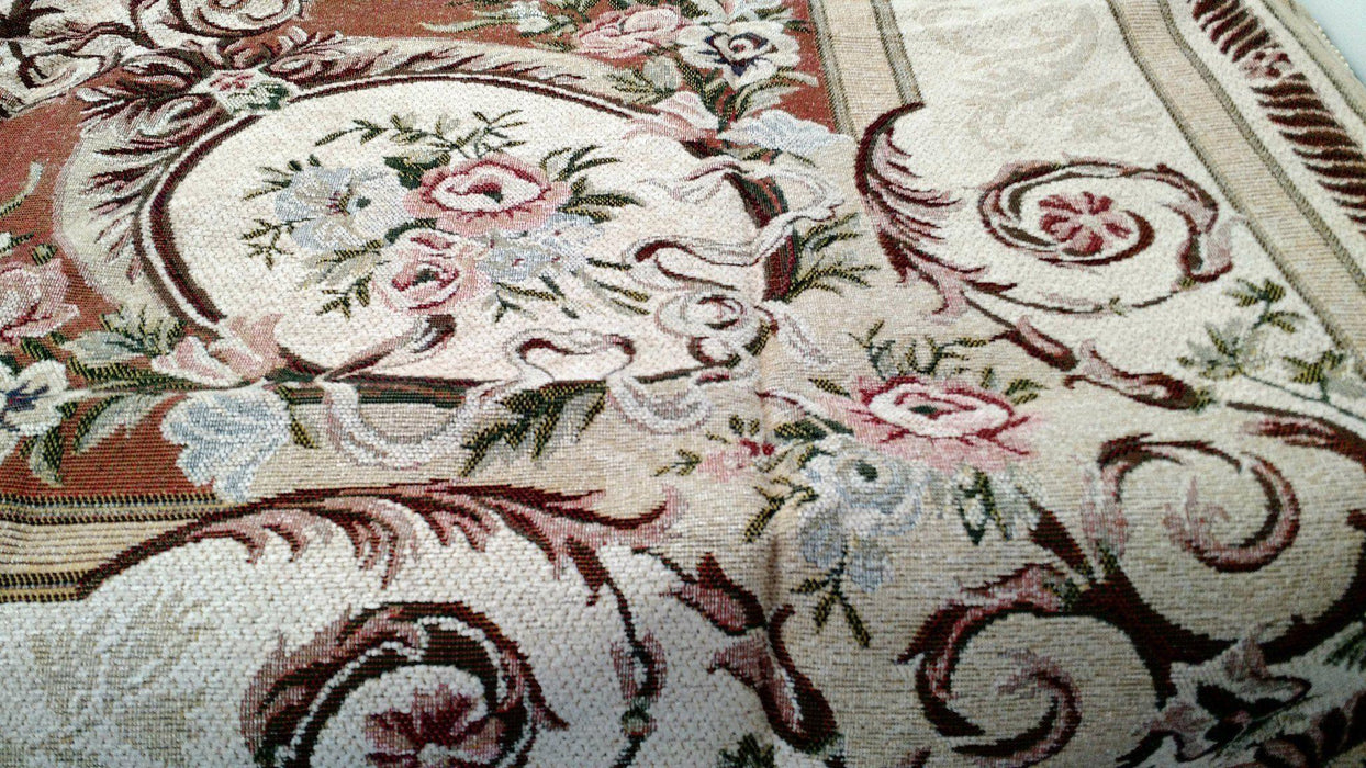 DaDa Bedding Orange & Beige Spices Victorian Floral Medallion Chenille Bedspread - Twin/Full 3-Piece Set - DaDa Bedding Collection