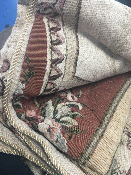 DaDa Bedding Orange & Beige Spices Victorian Floral Medallion Chenille Bedspread - Twin/Full 3-Piece Set - DaDa Bedding Collection