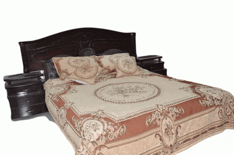 DaDa Bedding Orange & Beige Spices Victorian Floral Medallion Chenille Bedspread - Twin/Full 3-Piece Set - DaDa Bedding Collection