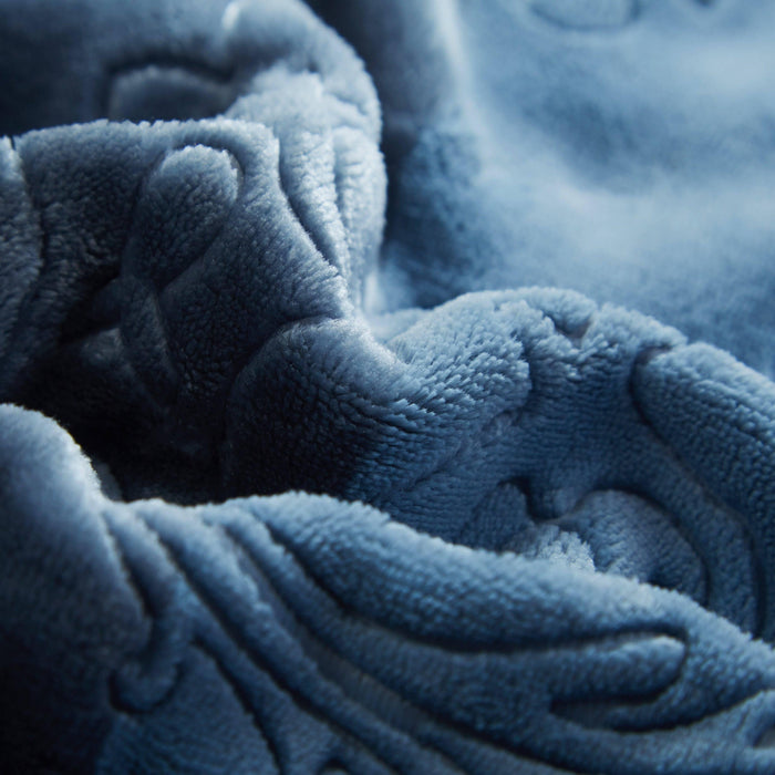 Tache Solid Embossed Rainy Day Grey Sherpa Throw Blanket - DaDa Bedding Collection