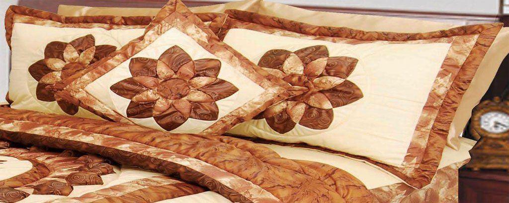 DaDa Bedding Autumn Orange Brown Medallion Ruffles Bedspread Comforter Set, Twin Size - 3-Pieces (BM6134L) - DaDa Bedding Collection