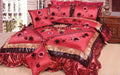 DaDa Bedding Crimson Cherry Red Floral Romantic Victorian Comforter Set, Twin, 3-PCS (BM3795L) - DaDa Bedding Collection