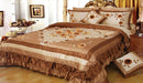 DaDa Bedding Floral Creme Brulee Embellished Ruffles Bedspread Comforter Set, King, 5-PCS (BM6045) - DaDa Bedding Collection