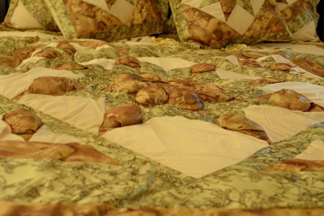 DaDa Bedding Floral Sun Sandy Beige Green Bedspread Comforter Set - Twin Size  (BM6118L) - DaDa Bedding Collection