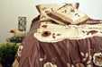 DaDa Bedding Glowy Bronze Flowers Coverlet Bedspread Comforter Set, King, 5-PCS (BM6002) - DaDa Bedding Collection