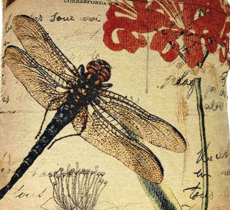 DaDa Bedding Dragonfly Dreams Elegant Insect Bug Throw Pillow Cushion Cover - 1-Piece - 18" - DaDa Bedding Collection