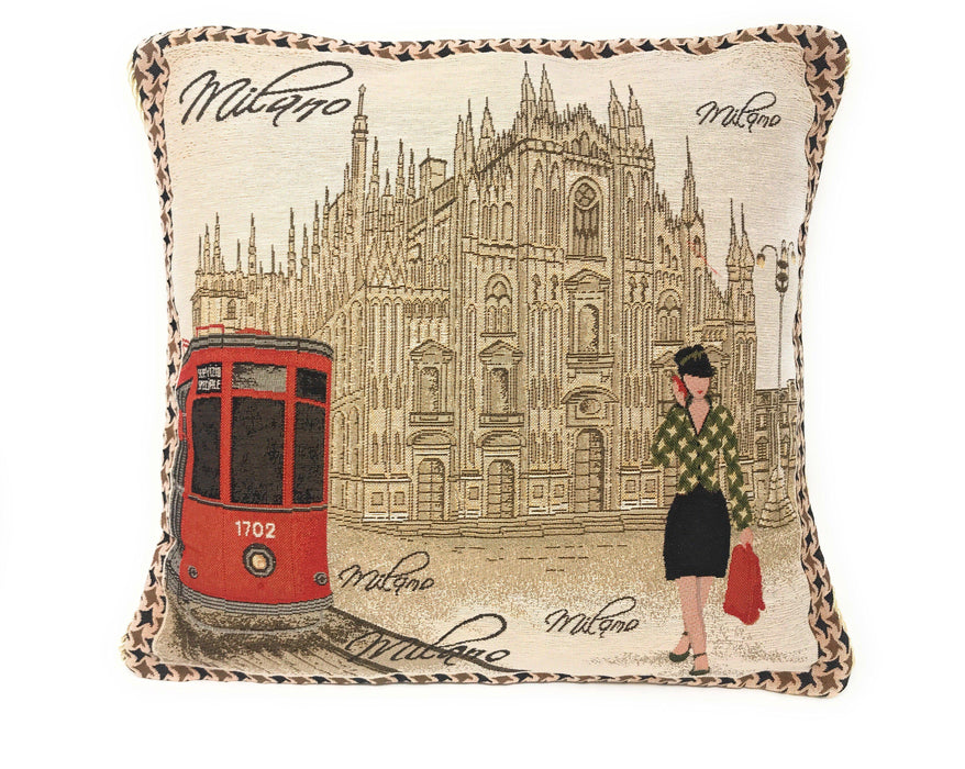 DaDa Bedding Postcard of Milan Cathedral Elegant Throw Pillow Cushion Cover. 1-Piece 18" - DaDa Bedding Collection