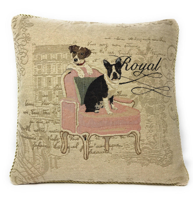DaDa Bedding Royal Dogs French Bulldog Beagle Throw Pillow Cushion Cover, 1-Piece 18" - DaDa Bedding Collection