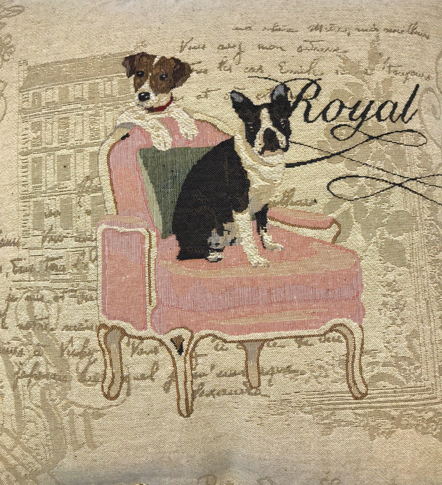 DaDa Bedding Royal Dogs French Bulldog Beagle Throw Pillow Cushion Cover, 1-Piece 18" - DaDa Bedding Collection