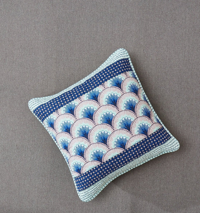 DaDa Bedding Set of 2-Pieces Mediterranean Fans Waves Minty Blue Throw Pillow Covers, 18" x 18" (JHW884) - DaDa Bedding Collection