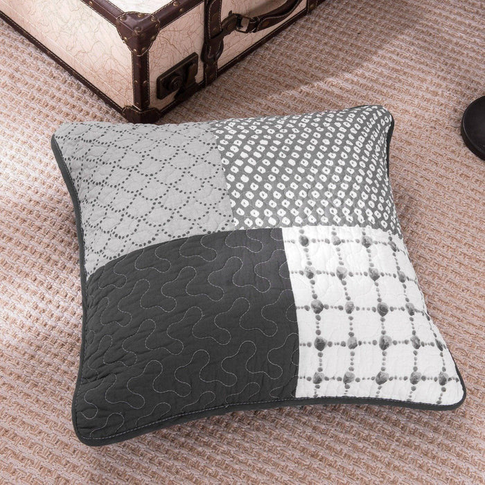 DaDa Bedding Set of Two Classical Shades of Grey Quilted Cushion Covers, 18", 2-PCS (JHW-606-CC) - DaDa Bedding Collection