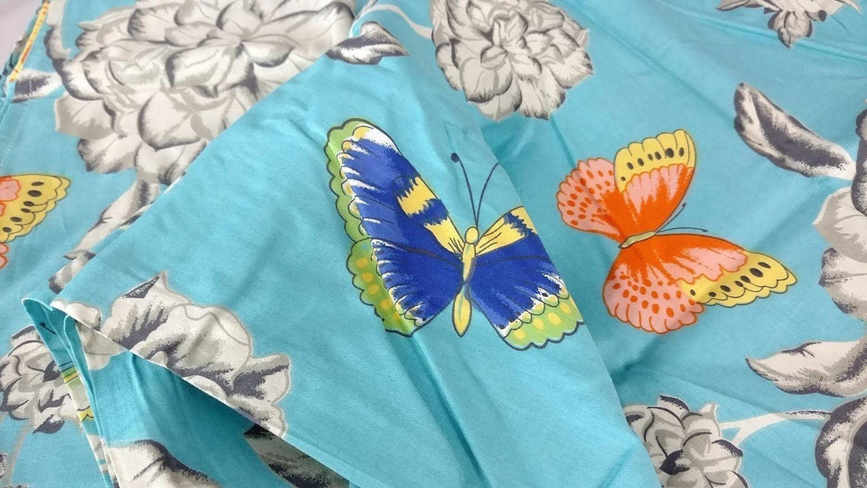 Tache Cotton Butterfly Wonderland  Foral Colorful Cotton Blue Girly Duvet Set - DaDa Bedding Collection
