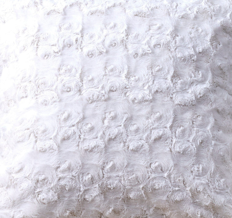 DaDa Bedding Luxury White Roses Swirls Faux Fur Euro Cushion Throw Pillow Cover (K11) - DaDa Bedding Collection