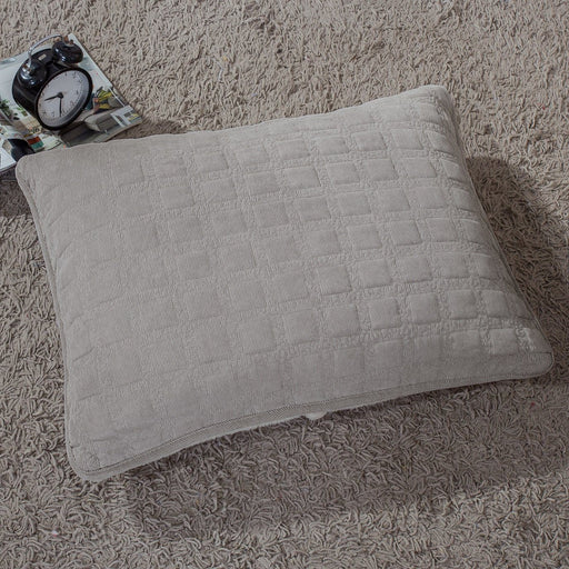 DaDa Bedding Corduroy Sherpa Backside Soft Grey Quilted Pillow Sham - 1-Piece (JHW858) - DaDa Bedding Collection