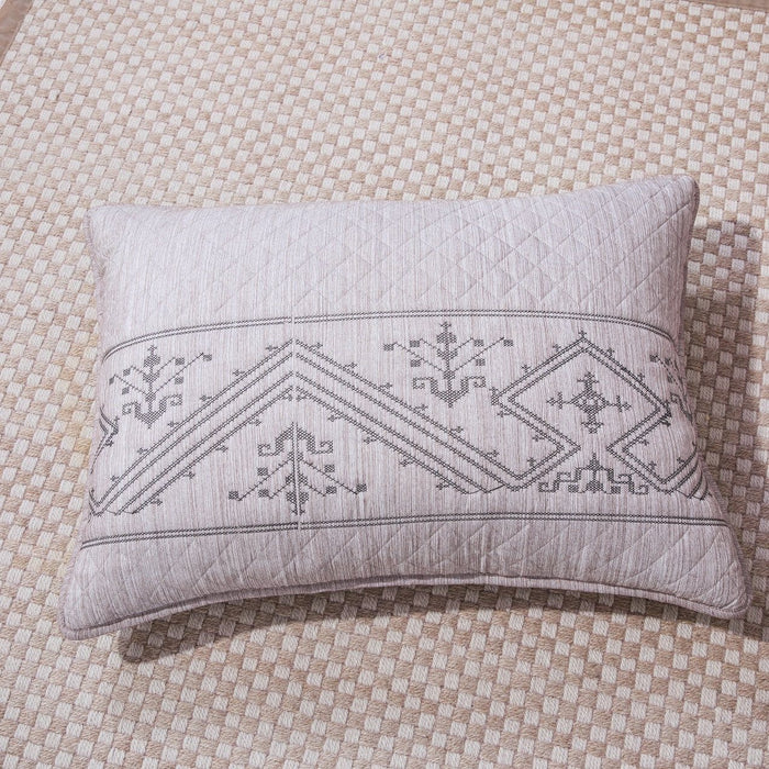 DaDa Bedding Whimsical Lavender Purple Grey Yarn Dyed Quilted King Pillow Sham, 20” x 36” (JHW866) - DaDa Bedding Collection